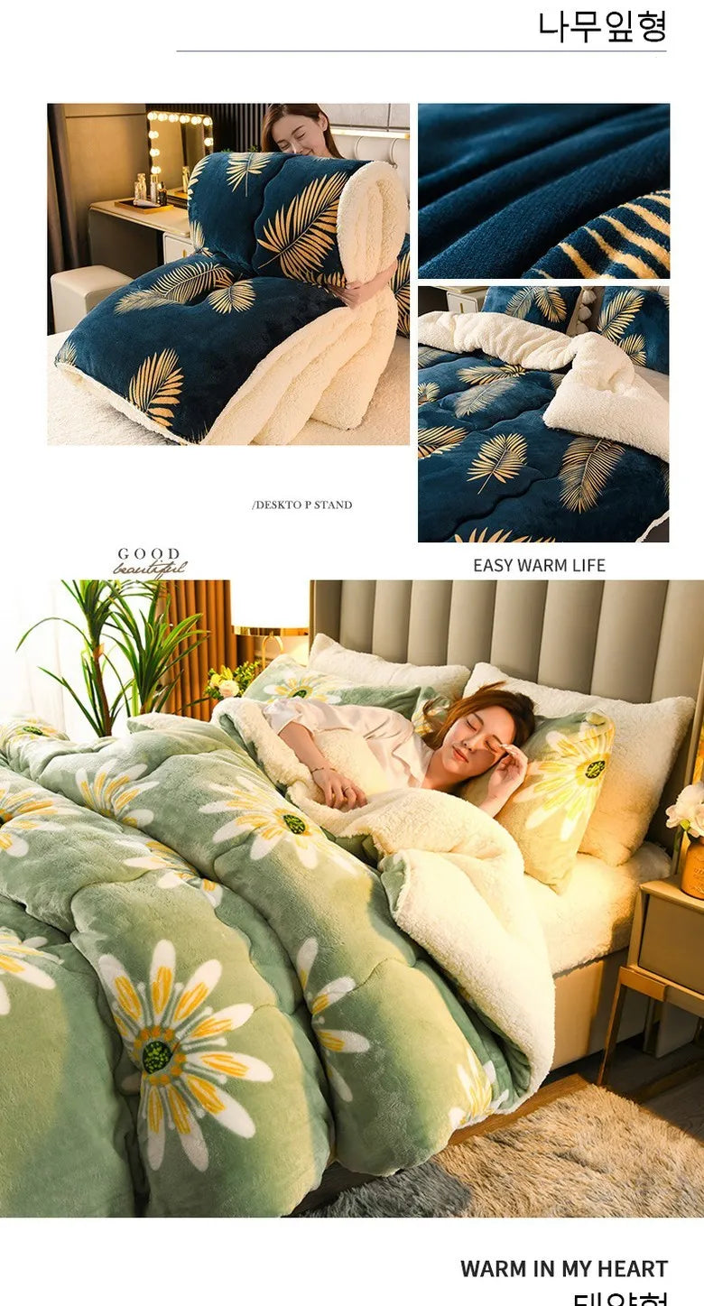 New Super Thick Winter Warm Blanket for Bed Artificial Lamb Cashmere Weighted Blankets Soft Comfortable Warmth Quilt Comforter