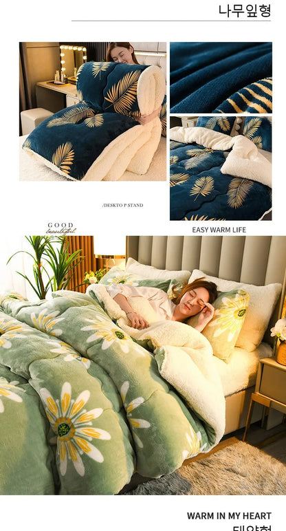 New Super Thick Winter Warm Blanket for Bed Artificial Lamb Cashmere Weighted Blankets Soft Comfortable Warmth Quilt Comforter