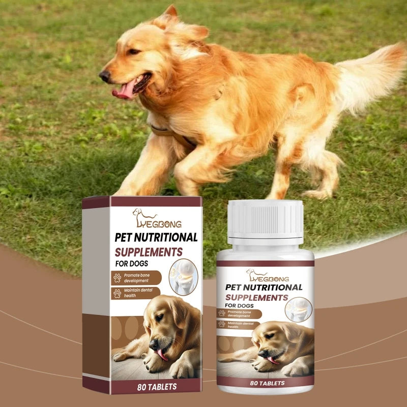 Calciums Supplements for Dogs, 80 Tablets Health Bone Joint Maintenance