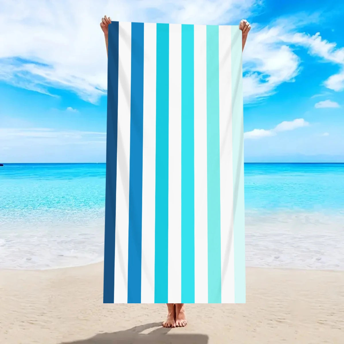 1pc Striped beach towels, ultra-fine fiber beach towels, multifunctional beach towels for swimming and shower rooms