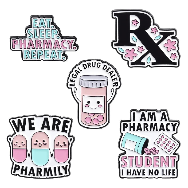 We Are Pharmily Enamel Pin Custom Pharmacy Student Eat Sleep Pharmacy Repeat Brooch Lapel Badge Accessory Jewelry Gift Friends