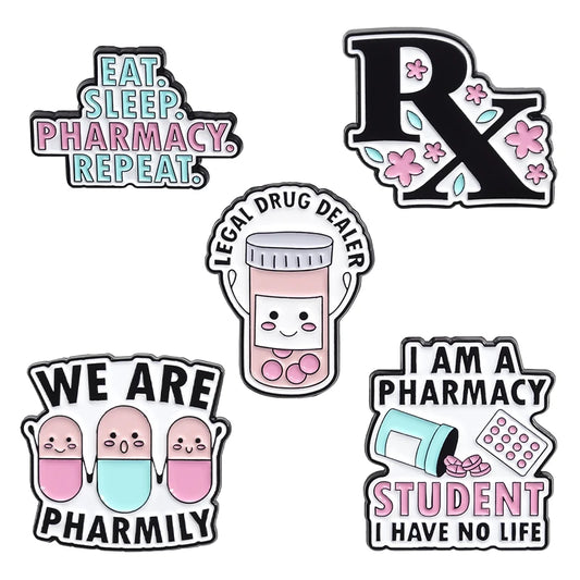 We Are Pharmily Enamel Pin Custom Pharmacy Student Eat Sleep Pharmacy Repeat Brooch Lapel Badge Accessory Jewelry Gift Friends