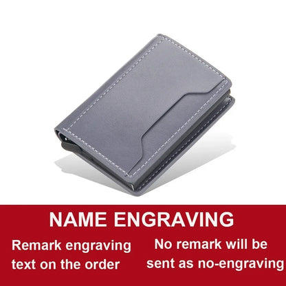 Anti Rfid Blocking Men Card Holder Case Wallets Free Name Customized Small Card Wallets Mini Wallet Qaulity Small Male Purses