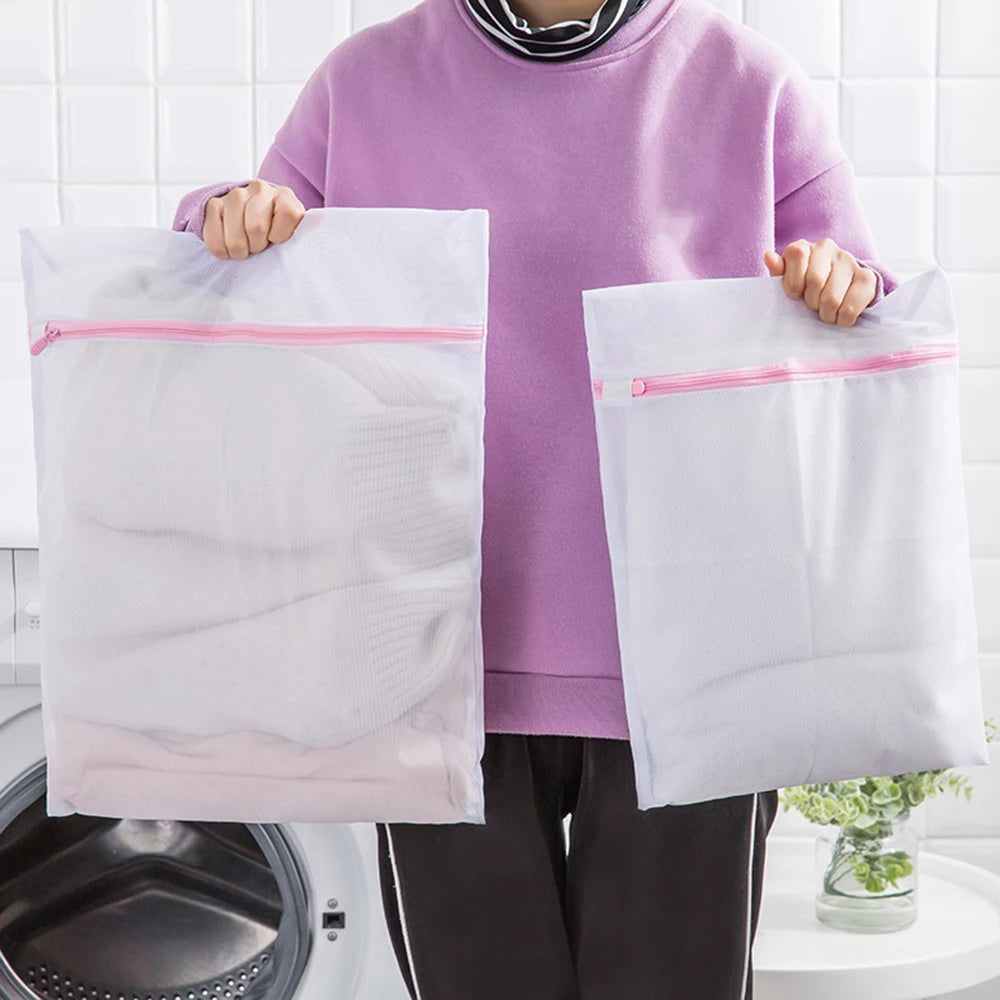 3PCS Pink Grid Laundry Bag for Home Organization - Classification Clothing Care Bag