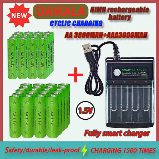 Original Rechargeable Battery 1.5V AA9800mAh+AAA8800mAh+Charger for Computer Clock Radio Video Game Digital Camera AA AAAbattery