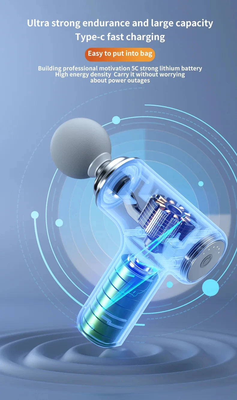 Portable AI Fascial Massage Gun Electric Percussion Massager Body Relaxation With 4 Replaceable Massage Head LED Night Light