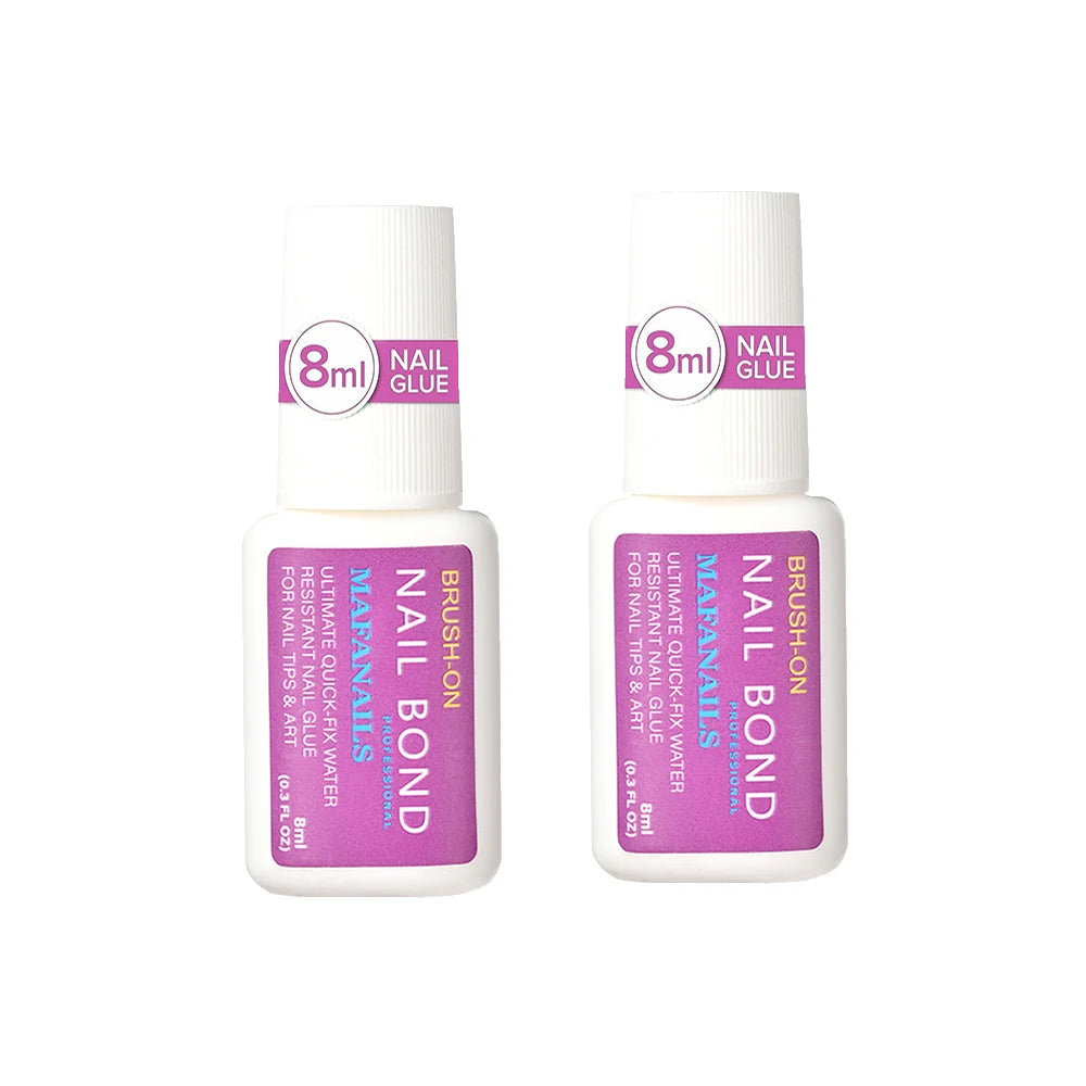 8ML Strong Nail Glue for Press on Nails Adhesive Broken Nail Repair Brush-on Nail Glue Rhinestone Charms Acrylic Tips Bond Glue