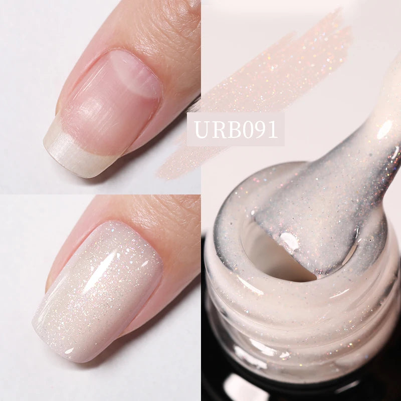 UR SUGAR 7ml Pale Pink Rubber Base Gel Nude Color Semi Permant Soak Off UV LED Self-leveling Gel Varnishes Great Coverage