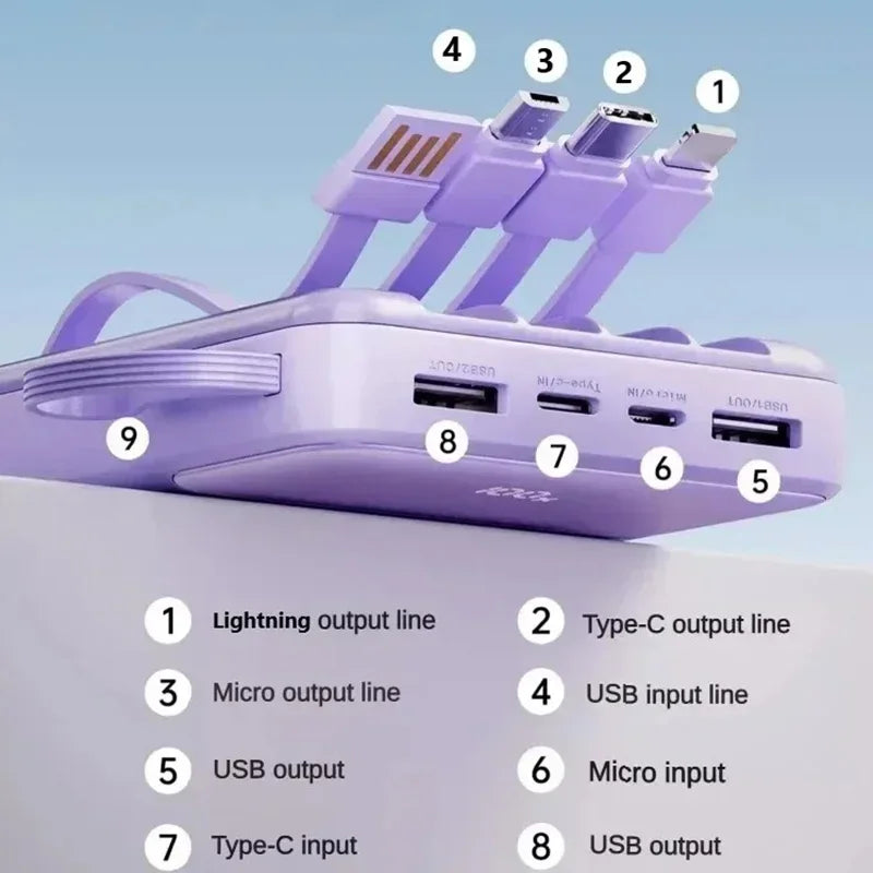 Portable Power Bank 50000mAh 120W Super Fast Charging Mobile External Battery With Four Cable Charger Suitable For iPhone Xiaomi