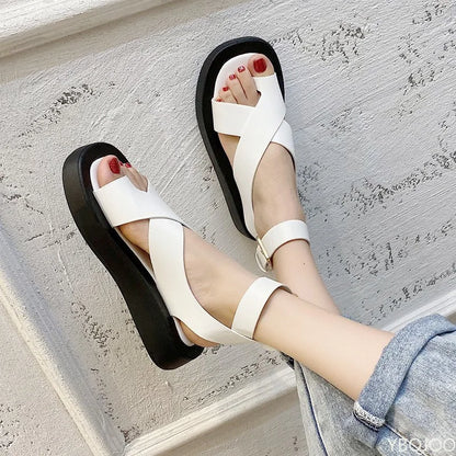 HOT Women's Sandals 2022 Summer Solid Color Comfortable Female Beach Shoes Chunky Sandals For Woman Non-Slip Shoe