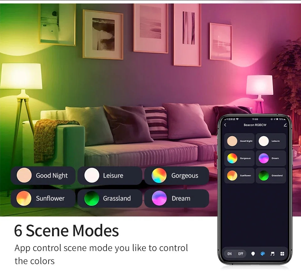 220V Tuya Smart Bluetooth LED Light Bulbs E27 9W 15W 18W RGB Bulbs APP Control Dimmable Timer Function For Bedroom Living Room
