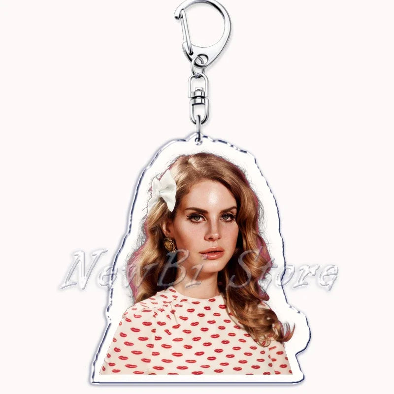 Hot Singer Lana Del Rey Keychain for Accessories Bag Pendant Born To Die Ultraviolence Key Chain Ring Keyring Jewelry Fans Gifts