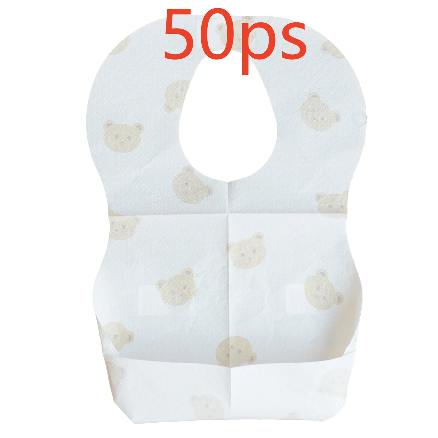 50-Pack Disposable Bibs for Babies Aged 6 Months to 2 Years Cartoon Bear Feeding Bib for Boy Girl Non-woven Drool Towel