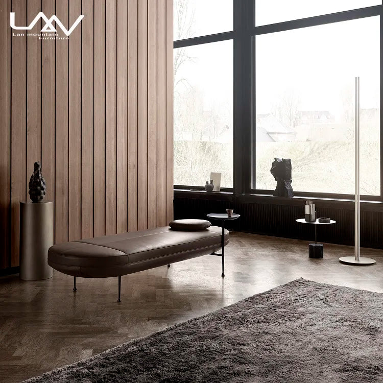 Bedroom Living Room Furniture Leisure Sofa Stool With Side Table Modern Leather Metal Legs Bed End Stool Upholstered Bench