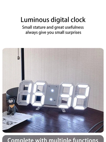 3D Digital Silent Clock Luminous Desktop Alarm Clock Digital Wall Clock Simple Clock Ornament