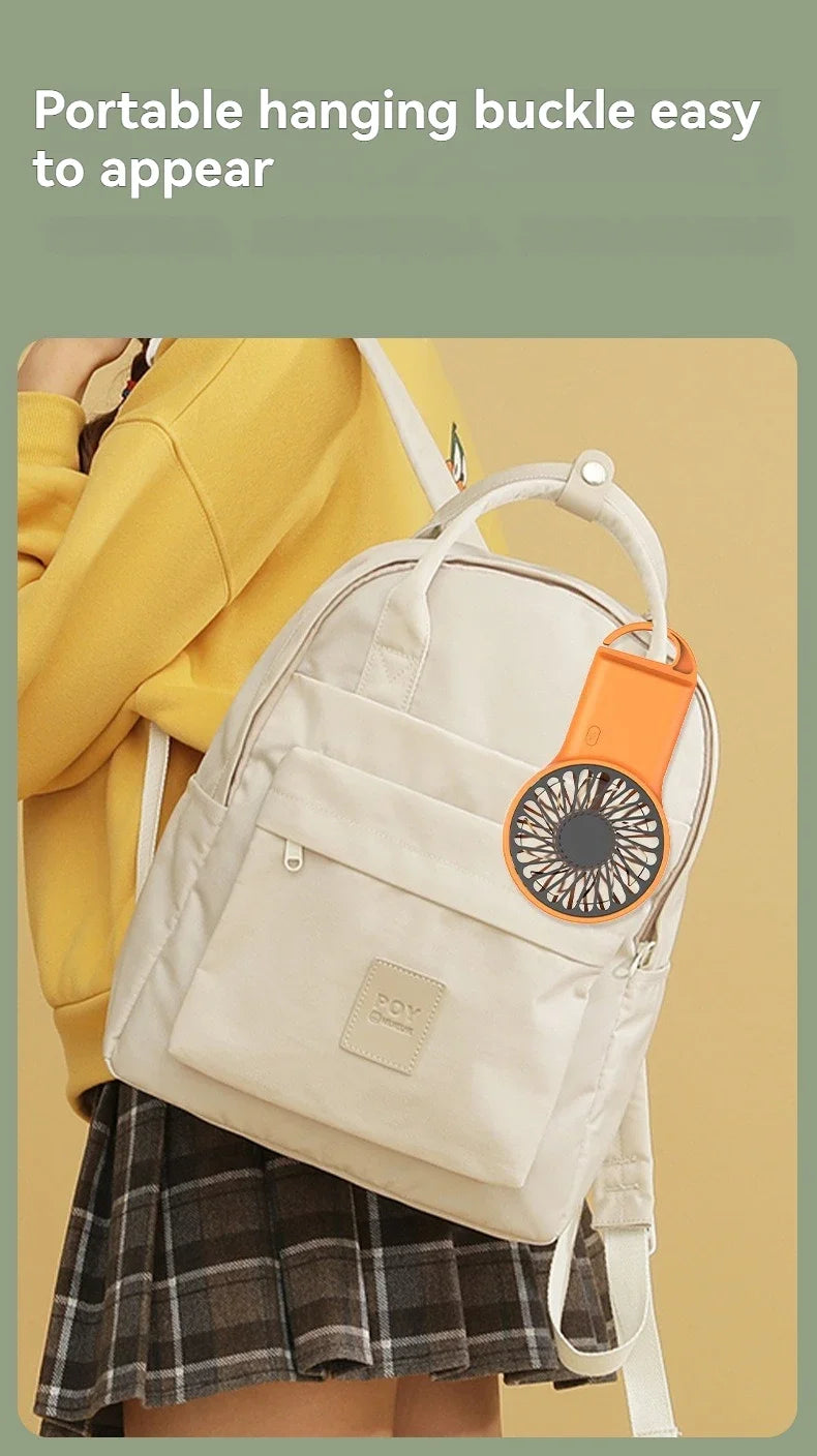 New Foldable Handheld Desktop USB Rechargeable Mini Fan Cartoon Design with Hook for Mountaineering Outdoor Home Office use