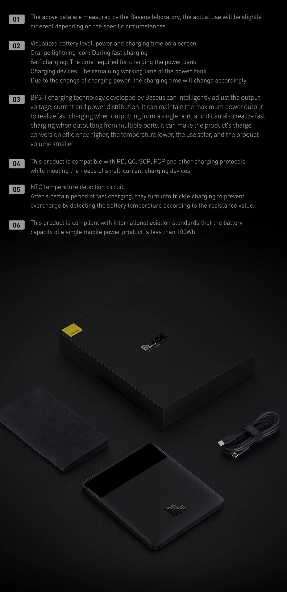 Baseus 100W Power Bank 20000mAh Type C PD Fast Charging Powerbank Portable External Battery USB Quick Charge For Macbook Laptop