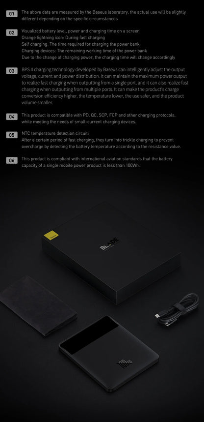 Baseus 100W Power Bank 20000mAh Type C PD Fast Charging Powerbank Portable External Battery USB Quick Charge For Macbook Laptop