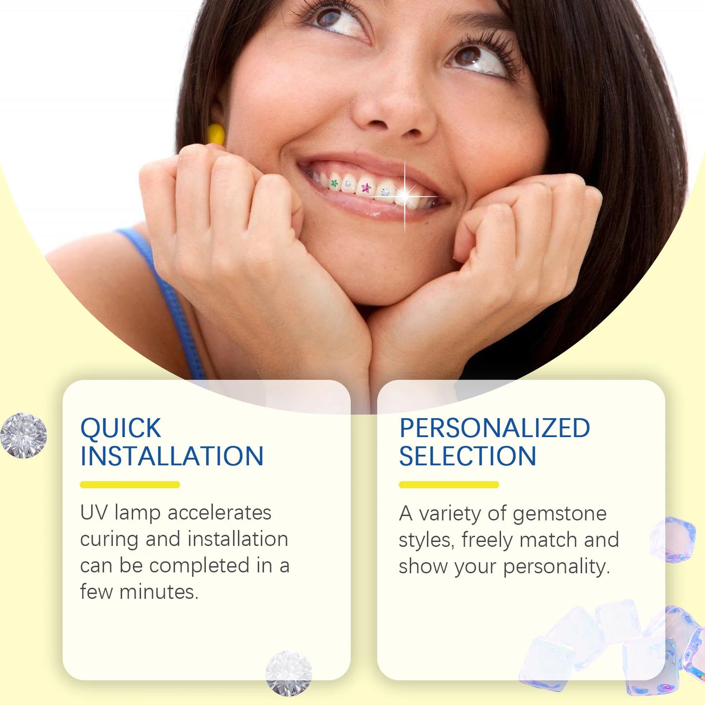 Eelhope Dental Diamond Decoration Set Teeth Fashion Beauty Decoration Diamond Lights up Personality Shining Dental Diamond