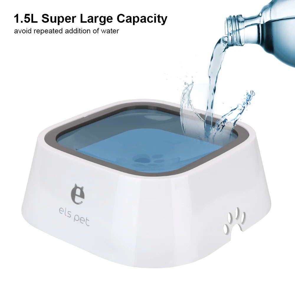 Slow Water Feeder Dispenser Anti-Overflow Cat Dog Water Bowl Pet Products Carried Floating Bowl 1.5L