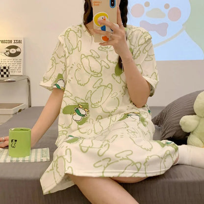 Maternity Clothings Nursing Dresses Breastfeeding Sleepwear Pattern Printing Cheerful and Lively Girl Feeling for Pregnant Women