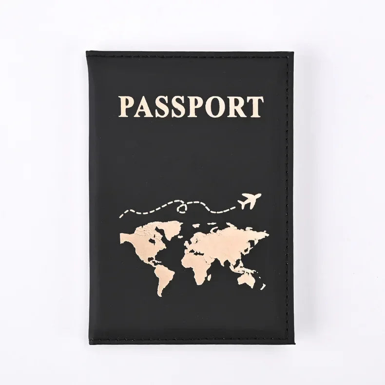 Travel Gold Passport Holder Cover Case for Women Men PU Leather Ticket Map Passport Covers Passport Protective Accessories