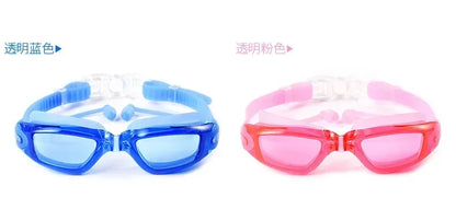 Professional Swimming Goggles Swimming Glasses with Earplugs Nose Clip Electroplate Waterproof Silicone Unisex Swimming Goggles