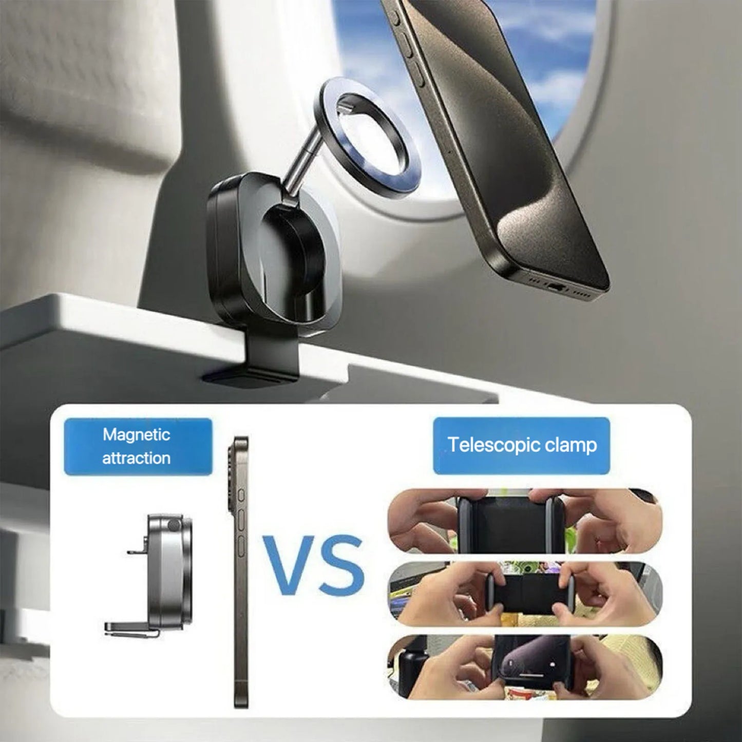 Magnetic Phone Mount Car Phone Holder Mount For Backseat Foldable Smartphones Stand For Calling Navigation GPS Video Recording