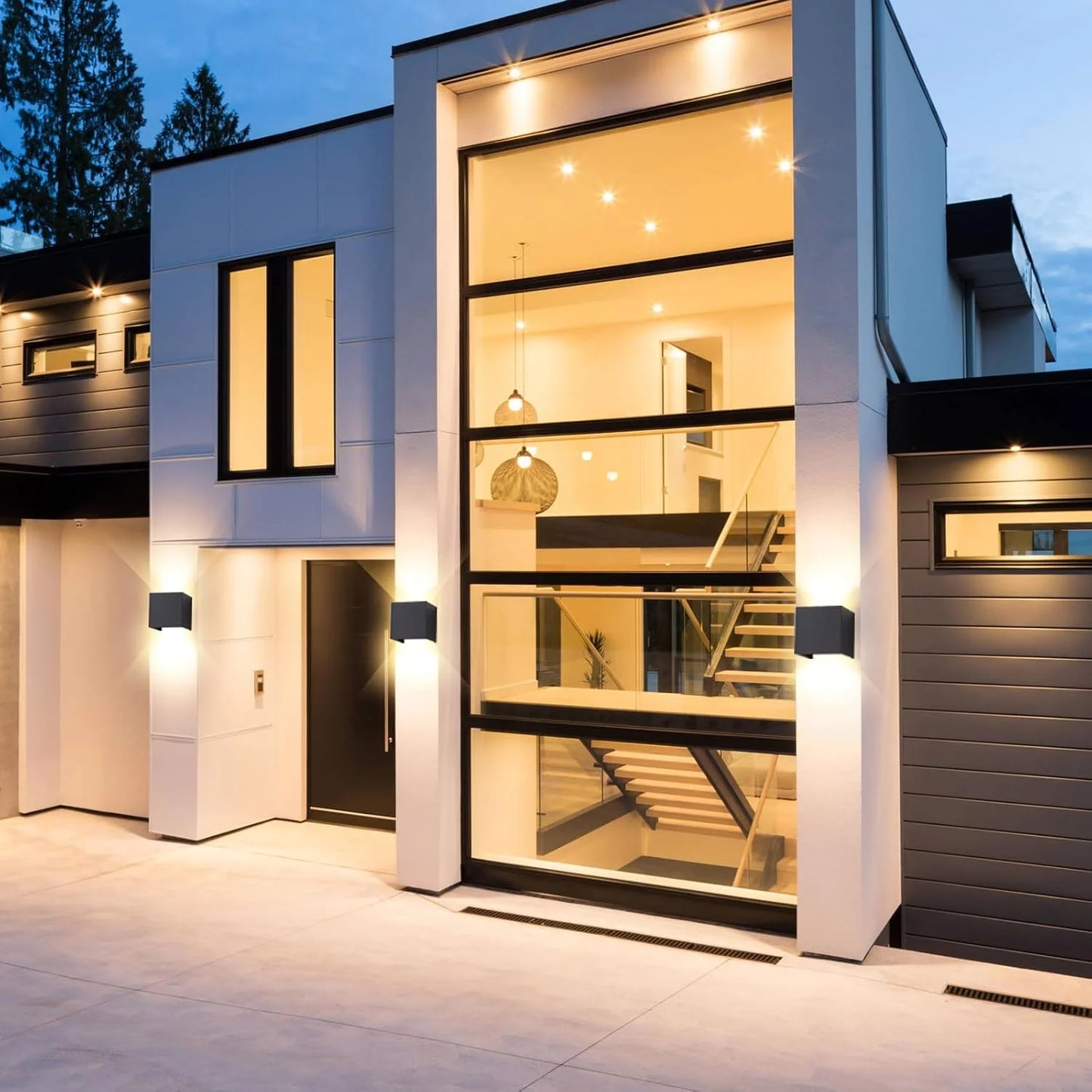 Smart Outdoor Lights Color Changing RGB+ 2700K-6500K Square Aluminum Waterproof Rustproof App Control Up and Down Lights