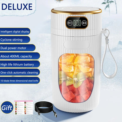 Electric Juicer 10 Blades Portable Blender LED Digital Display Small Juice Cup Rechargeable Wireless Household Milkshake Juice
