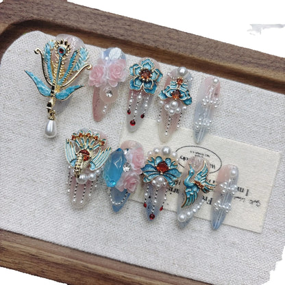 10Pcs High Quality Handmade Press on Nails Simple And Elegant  Royal A must For Trends Fashion Weapon Nail Stickers  Elegant