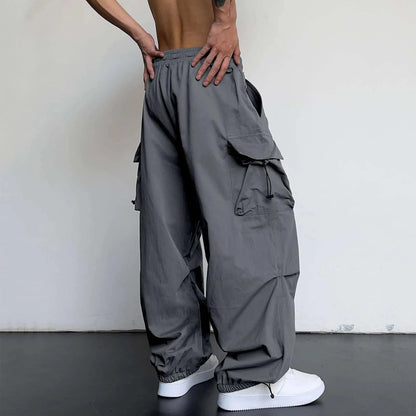 Cargo Pants For Men Baggy Long Pants,Men'S Parachute Cargo Pants Lightweight Pants Drawstring Loose Fit Hiking Casual Pants