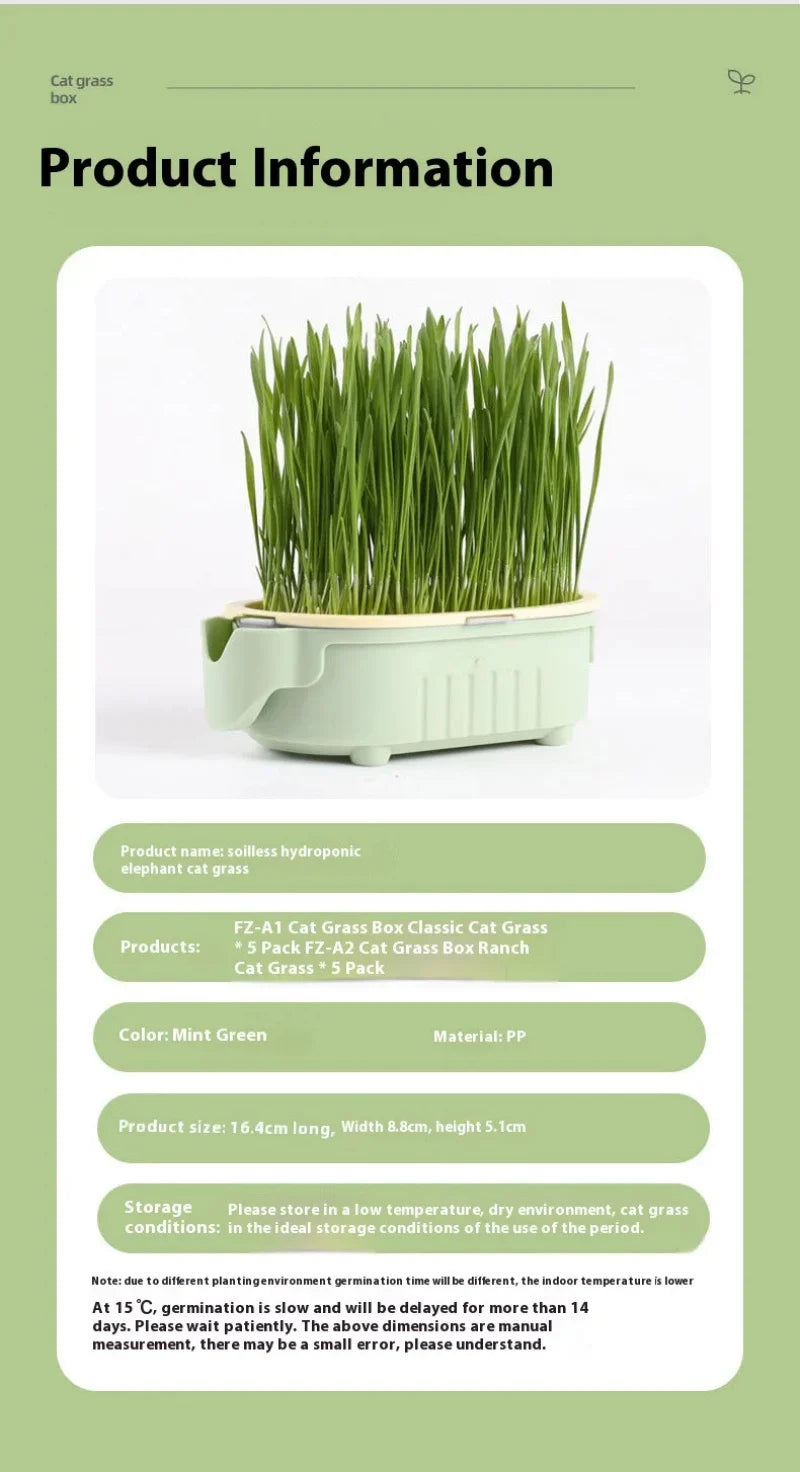 Hydroponic Natural Cat Grass Growing Kit-Organic Wheat Grass Seeds For Digestive Health & Hairball Control,With Potting Soil Set