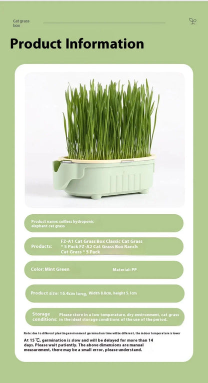 Hydroponic Natural Cat Grass Growing Kit-Organic Wheat Grass Seeds For Digestive Health & Hairball Control,With Potting Soil Set