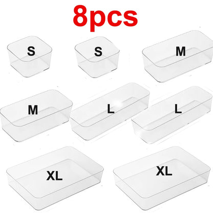 Clear Drawer Organizer Boxes Transparent Plastic Storage Box Desktop Acrylic Box Jewelry Makeup Cosmetic Organizer Drawer Box