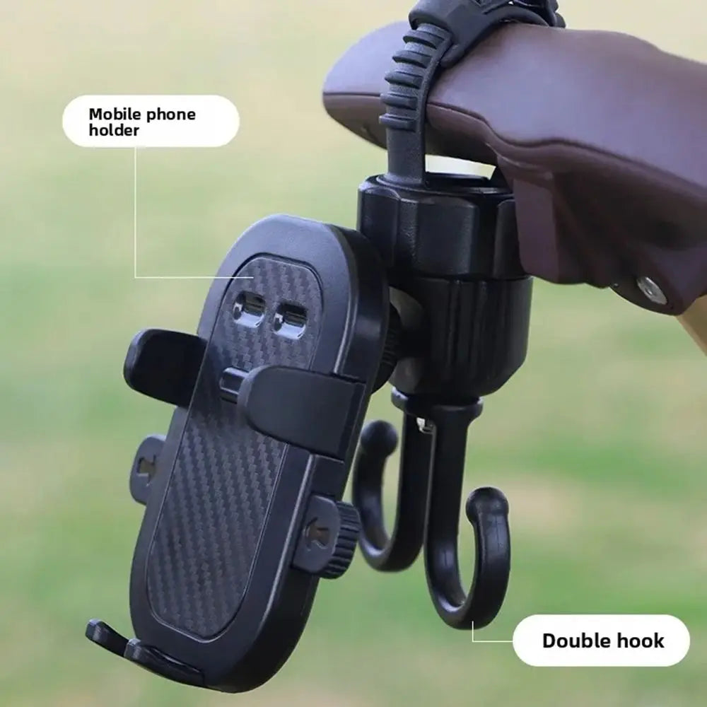 2 in 1 Baby Stroller Hooks Rotatable Creative Stroller Phone Holder Stable Detachable Bicycle Hanging Double Hook Universal