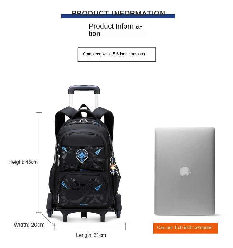 School Rolling Backpacks School bags for Boys Trolley bag with Wheels Waterproof Orthopedic School Bag Student Wheeled Backpack