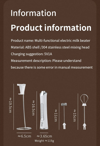 Bincoo Electric Milk Frothers Handheld Wireless Blender USB Mini Coffee Maker Whisk Mixer Cappuccino Cream Egg Beater Blender