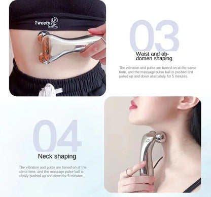 4D Roller Facial Massager EMS Face Lift Device V-Face Slimmer Skin Tightening Double Chin Remover Eye Care Vibration Massager