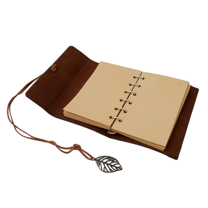 1PC Retro Leaf Notebook School Office Stationery Diary Notepad Literature PU Leather Note Book Traveler Journal Planners Gifts