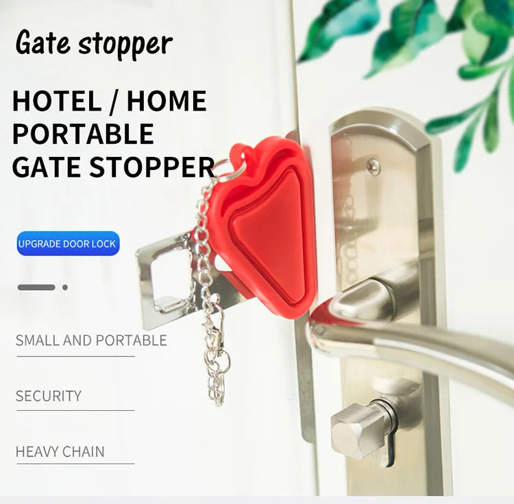 Security Portable Door Lock Latch No Drill Manual Hotel Room Devices For Add Security Holes Removable For Travel Safety
