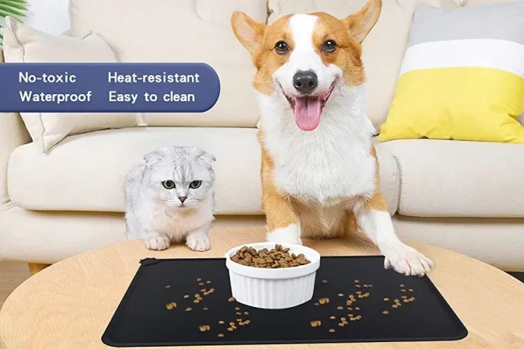 Silicone Pet Meal Mat Pet Waterproof and Anti Slip Cat Food Mat No Cleaning Required Puppy Feeding Bowl Mat Pet Accessories