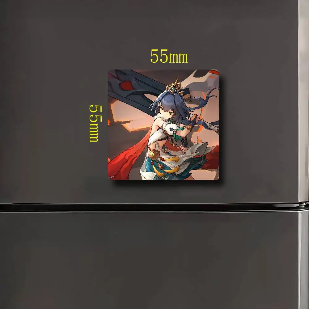 Honkai Impact 3rd Fridge Magnet Creative Square Refrigerator Magnets Picture For Kitchen Office Whiteboard Home Decoration