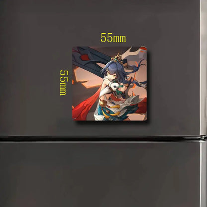 Honkai Impact 3rd Fridge Magnet Creative Square Refrigerator Magnets Picture For Kitchen Office Whiteboard Home Decoration