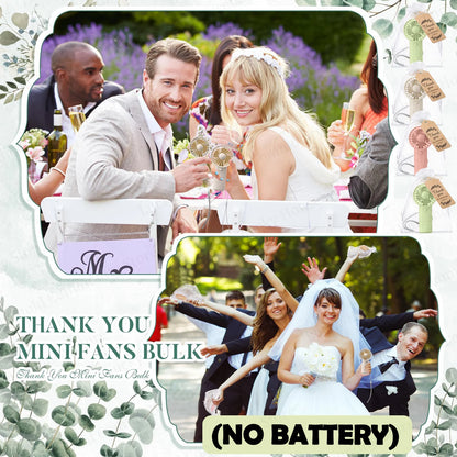 12-120PCS Portable Handheld Fan Bulk Wedding Fans for Guest Mini Handheld Fan Battery Powered Fans with Thank You Cards