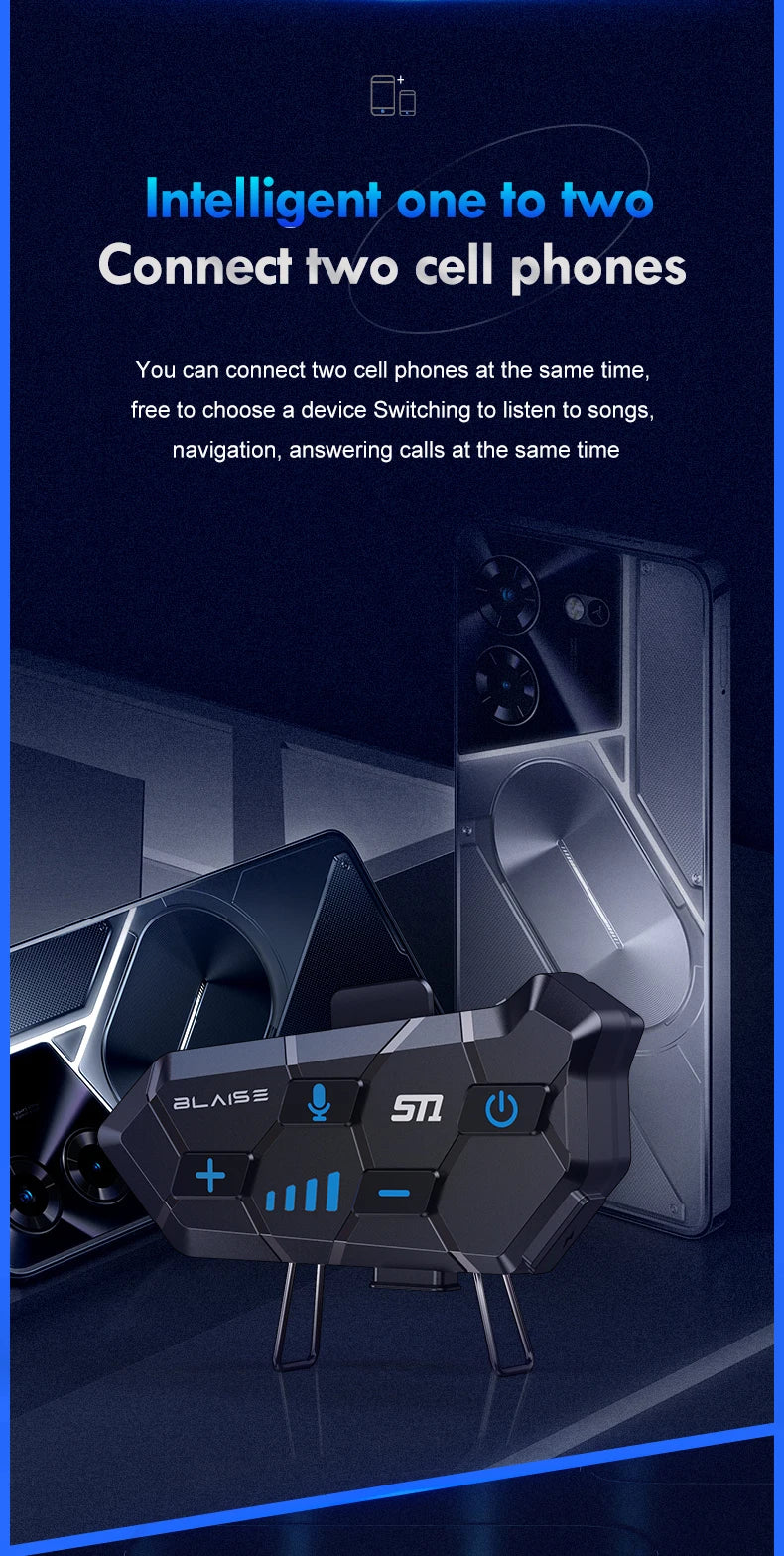 Y10 Motorcycle Helmet Bluetooth Headset 2000Mah Super Long Standby Wireless Hands-free Waterproof Motorbike Earphone