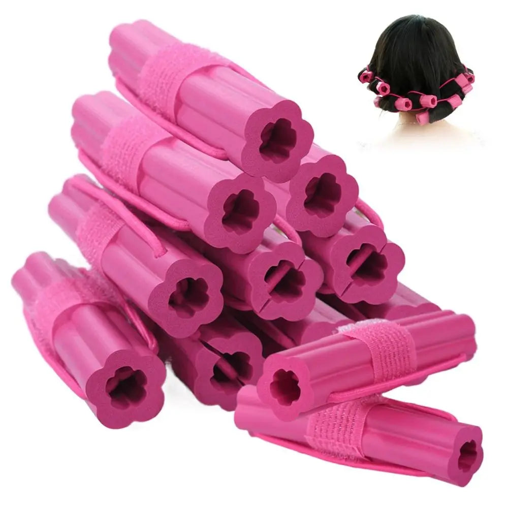 6Pcs Foam Hair Rollers Reusable Soft Sponge Rollers For Long Hairs No Clip Cozy Curlers Hair Styling Tools