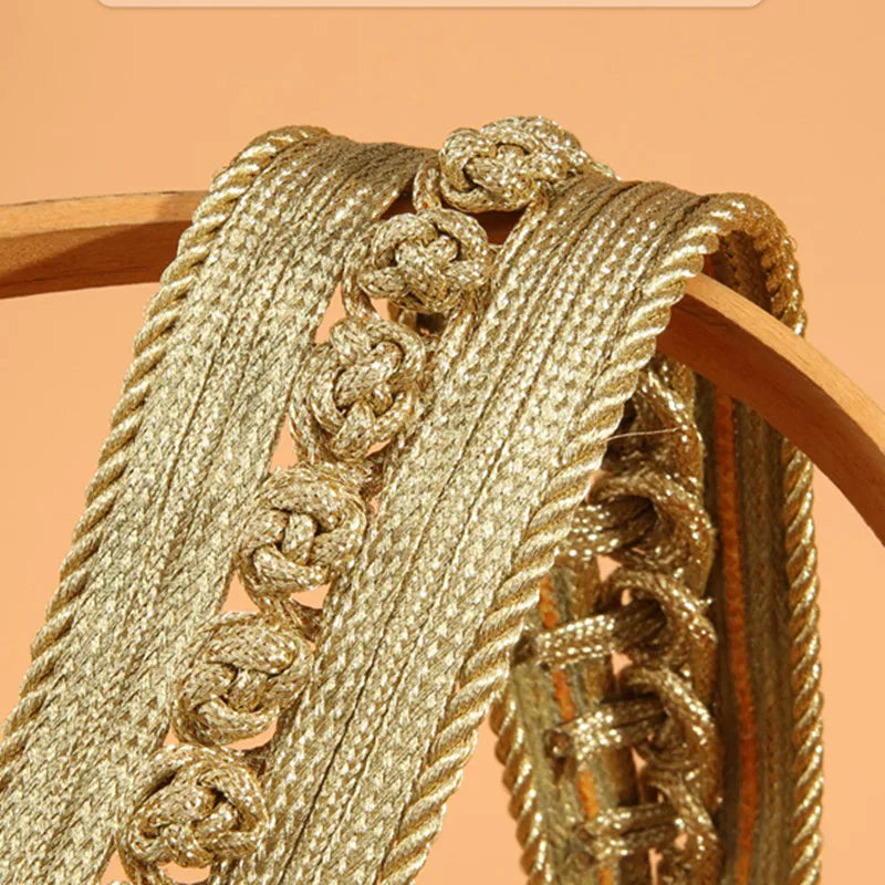 1 Yards Floral Embroidered Lace Ribbon DIY Apparel Sewing Fabric Gold Handmade Crafts Materials