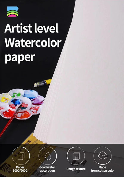Baohong 20pcs 100% Cotton Artist Watercolor Drawing Paper 300gsm 32K 16K 8K Art Supplies Student School Supplies