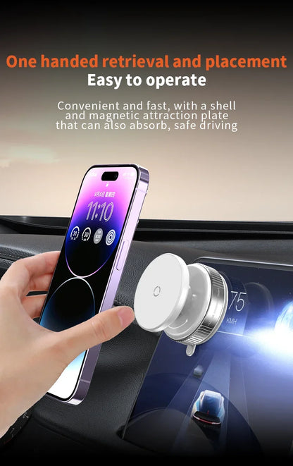 Magnetic Car Mount Mobile Phone Holder Vacuum Adsorption 360° Rotation Super Strong Suction Bracket for Iphone12-16 Smartphone
